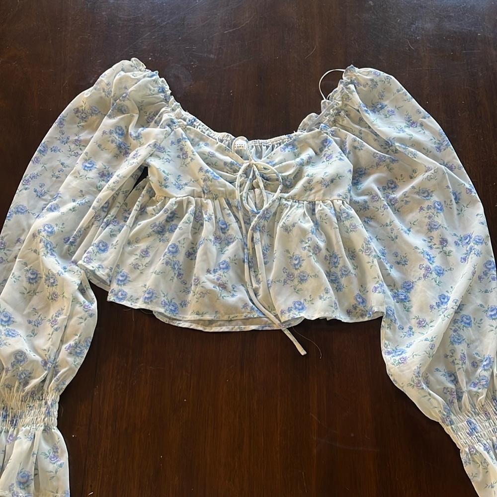 Cropped Floral Blouse